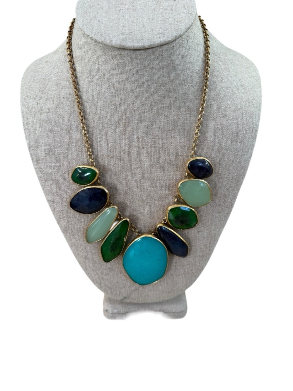 Retired Stella & Dot Sutton Statement Necklace - Green Blue Stone 5-Way